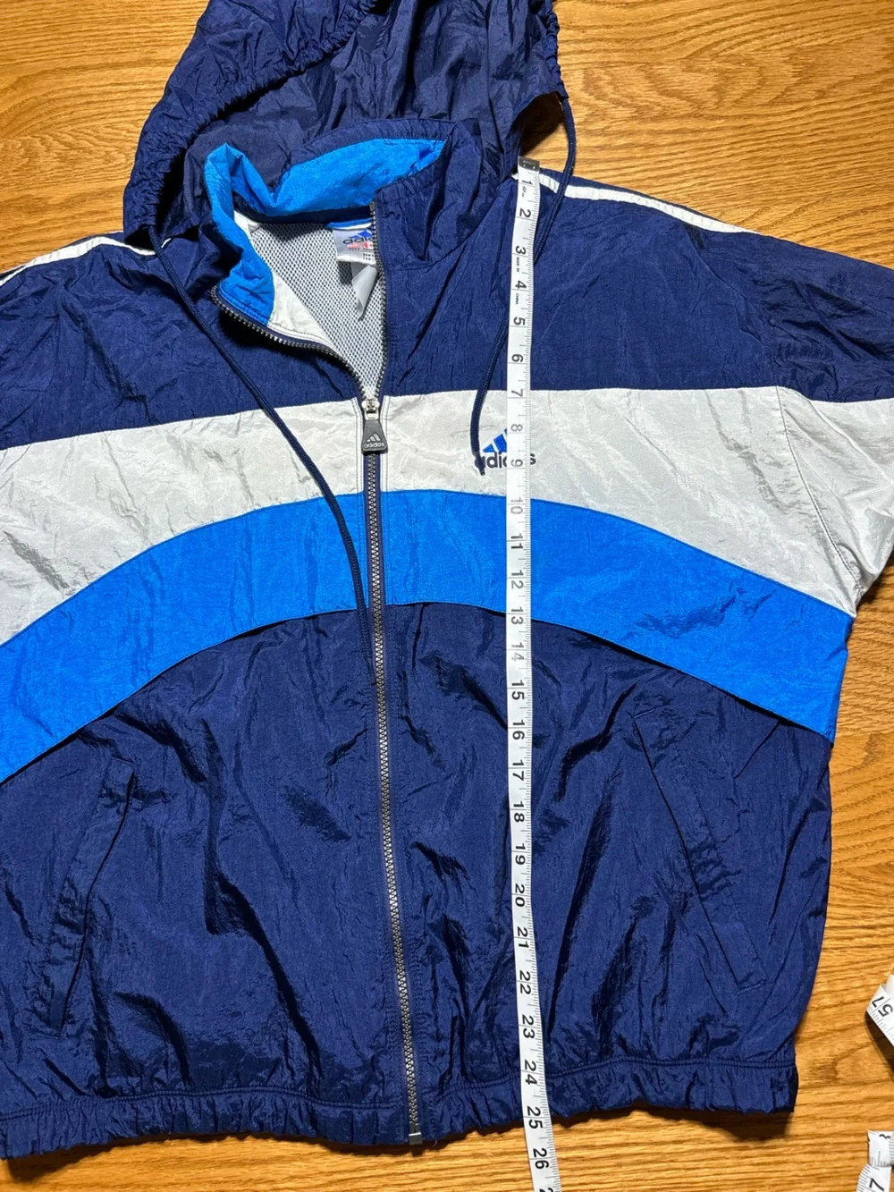 Vintage adidas Blue and White Windbreaker Jacket Size Large